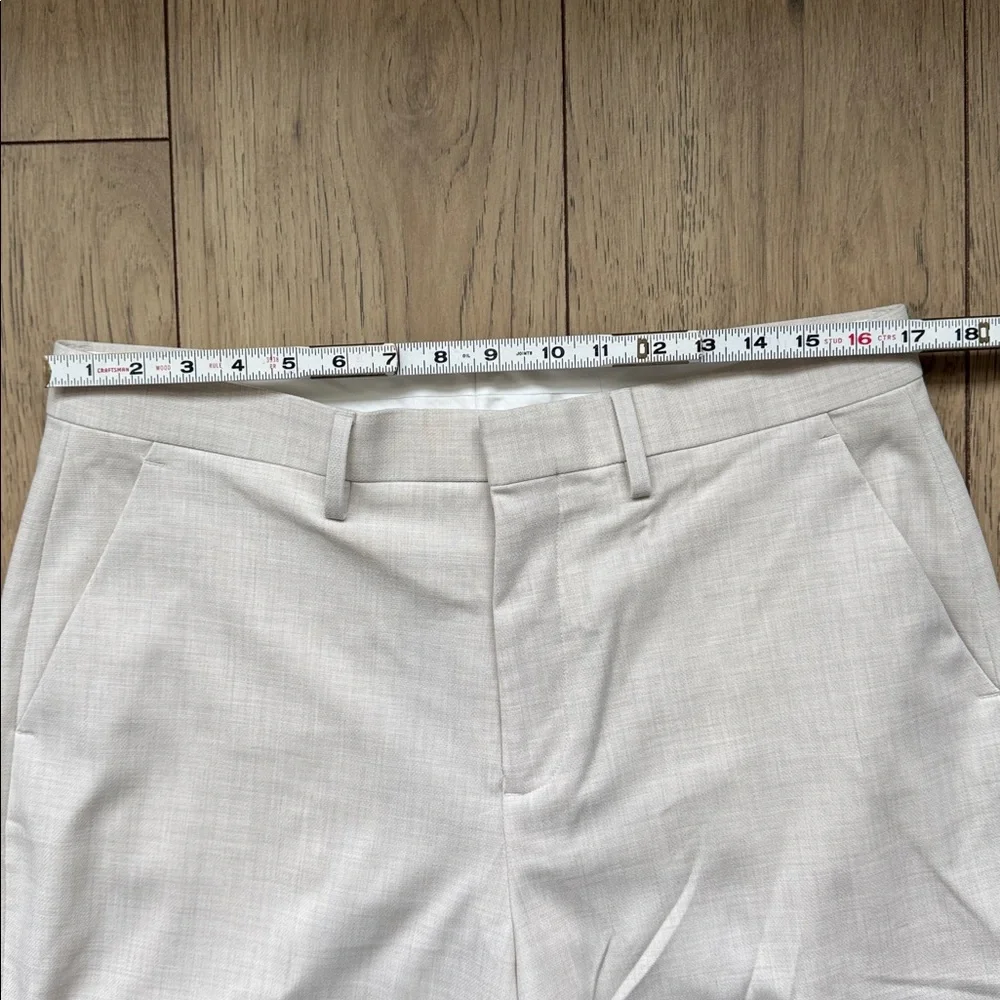 Express Mens Dress Pants 33x32 Tan Baggy Stretch Flat Front Career Casual